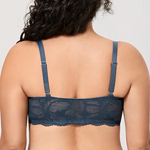 Delimira Women's Balconette Push Up Bra Front Closure Lace Sexy Underwire Bras Sargasso 42Dd #TOP4