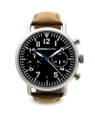 Montre pilote homme lisible Chotovelli avec cadran B-uhr noir et verre bombé anti-reflet