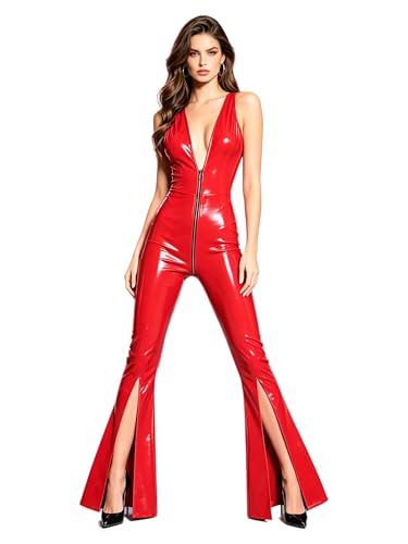 Unitards de danse en faux cuir avec jambes larges TTAO