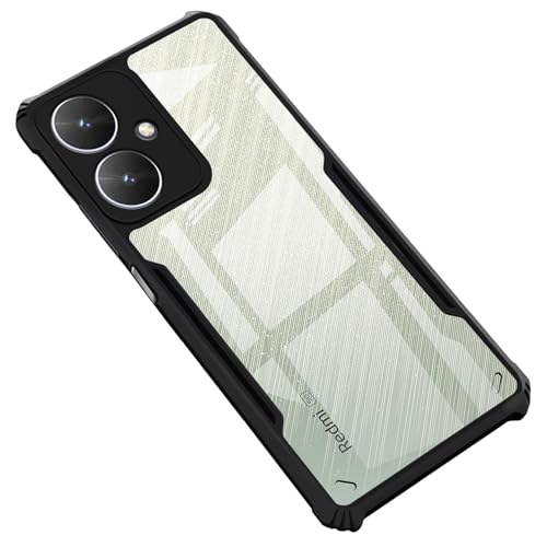 Image of BATCHONE Polycarbonate Shockproof Cover Case Compatible for Redmi 13C 5G 360 Degree Protection /Transparent Back Case (Black Bumper) (Pack of 1)