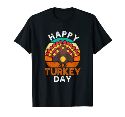 Funny Thanksgiving Holiday Retro Thankful Happy Turkey Day T-Shirt