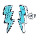 Western Turquoise Lightning Bolt Stud Earrings Sterling Silver Turquoise Cowgirl Boho Vintage Earrin