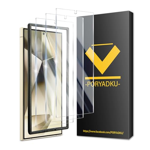 3 Stück Glas Folie Panzer Schutz für Samsung Galaxy S24 Ultra Schutzglas Displayfolie, Positionierrahmen, Unterstützen F...