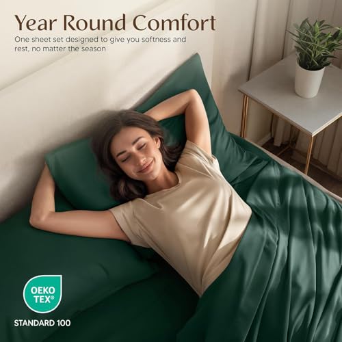 Image of Utopia Bedding California King Sheet Set - 4 Piece Bed Sheets for Cal King Size Bed, Soft and Breathable Microfiber, Includes 1 Fitted Sheet, 1 Flat Sheet and 2 Pillowcases (Emerald)