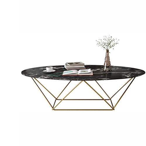 QRFDIAN Nórdico de Comedor de mármol Mesa de café Mesa de la Sala Oval de la Moda Mesa de Centro Hierro Forjado salón Mesa de Comedor Estructura de Metal Negro Mesas Nido
