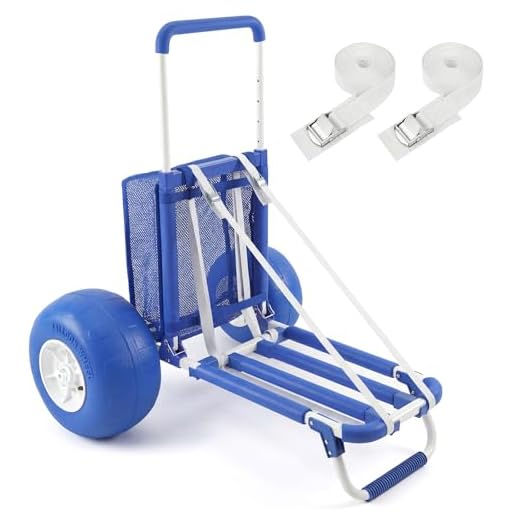 Sekey Beach Wagon with 12" Big Wheels for Sand, Heavy Duty Collapsible Beach Cart with Balloon Tires, Foldable Utility Sand Wagon for Outdoor Camping, Fishing & Groceries. Blue