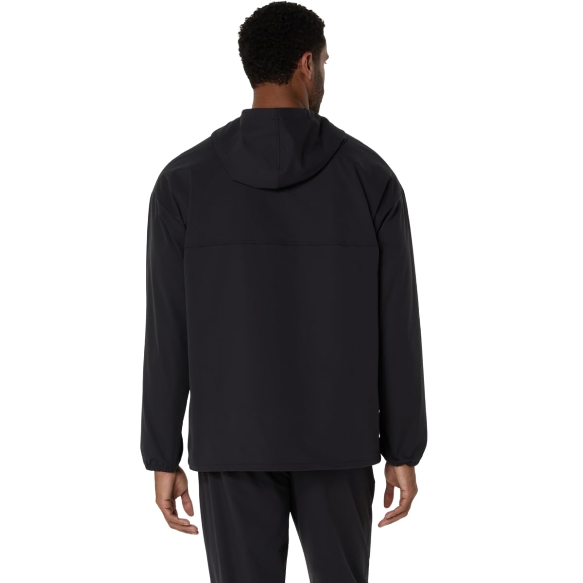 ASICS Men's DOUBLE WEAVE RELAXED PULLOVER JACKET Training Apparel, 3XL, PERFORMANCE BLACK