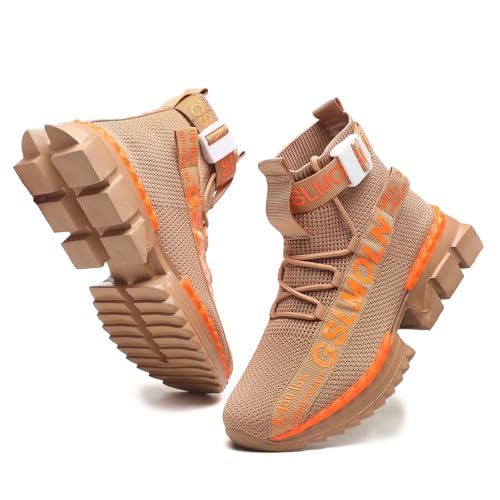 Image of Jakcuz Men's High Top Sneakers Plus Size Breathable Gym Athletic Running Walking Tennis Comfortable Fashion Platform Shoes