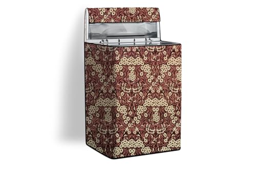 Stylista Top Load Fully Automatic Washing Machine Cover Suitable for Samsung 6 kg, 6.2 kg, 6.5 kg, 7 kg & 7.5 kg Floral Pattern Beige