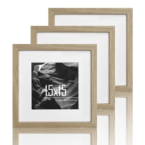 VUVUZULA Bilderrahmen 15x15cm Holz Holzrahmen 3er Set Eiche Quadratisch...