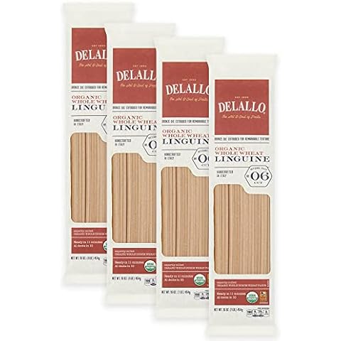 DeLallo Organic Whole Wheat Linguine Pasta #6, 1lb Bag, 4-Pack Cover