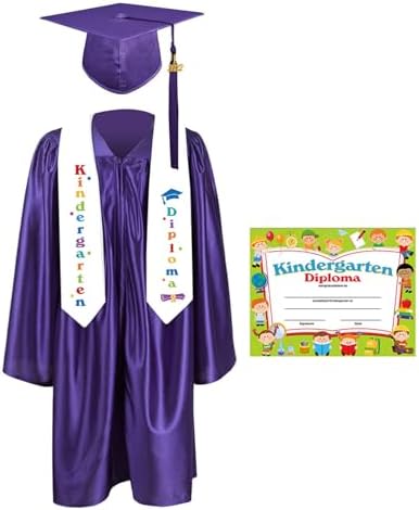 Shiny Kindergarten & Preschool Graduation Gown Cap Tassel and Stole Set ...