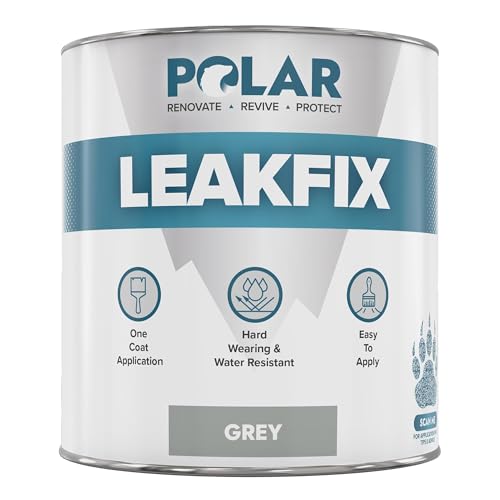 Polar Premium Leak Seal Clear Paint - 1 Litre - Instant Waterproof Roof Sealant - Ideal for Leaks, Cracks & Roof Repair - Concrete, Brick, Metal, Drainpipes & Gutters - Easy to Apply