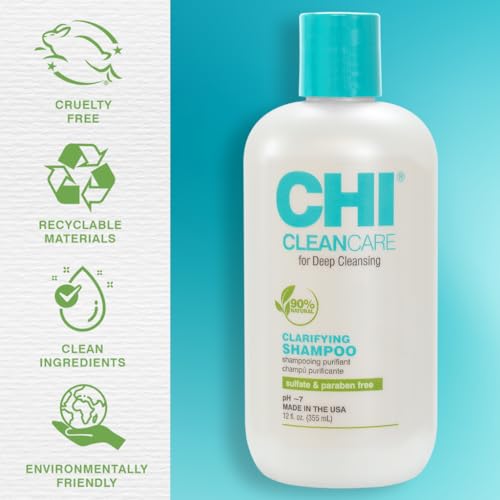 CHI CleanCare Clarifying Shampoo, Deeply Cleanses Hair & Scalp, Removes Build Up & Restores Moisture To Hair, Sulfate, Paraben, & Cruelty-Free, 12 Oz - Thumbnail 3
