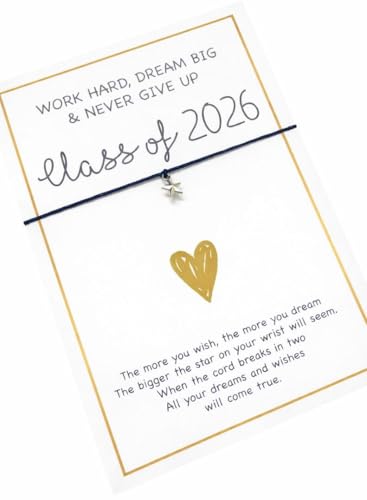 UNIQUEPGIFTS Class of 2026 Wish Bracelet Good Luck Class Graduation Gift End Of School Year Congratulations Leavers (Class of 2026)