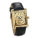 Produktbild JewelryWe Herrenuhr Analog Automatik Uhr Automatische Mechanische Leder Band Rechteck Skelett Armbanduhr Automatikuhr, Gold