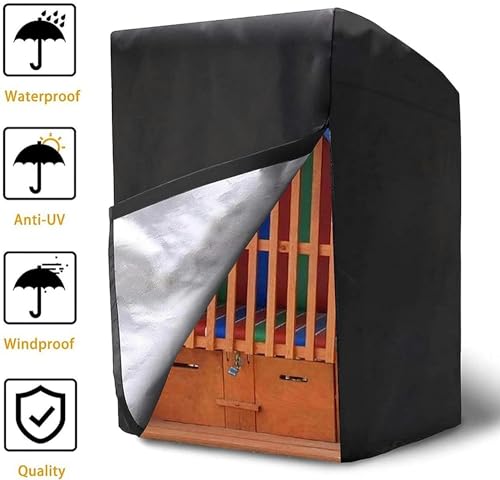 dvSRFw Strandkorb Schutzhülle mit verstellbaren Kordelzügen Winddicht Winterfest und UV Beständig 210D Oxford-Gewebe (135x105x175/140cm) – Bild 3