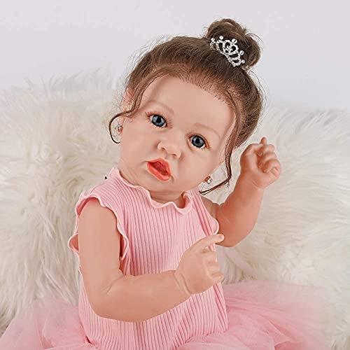 MWKL Lebensechte realistische Badepuppen Nettes Reborn Baby 58cm Reborn Puppe Schöne Simulationspuppe 22 Zoll… – Bild 3