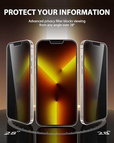 Image of PDDKISS 2 Pack Privacy Screen Protector for iPhone 13 Pro Max (2021) /iPhone 14 Plus (2022) 6.7 inch Black Anti Spy Tempered Glass