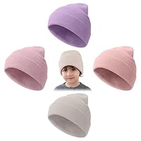 Mayoii 5 Pack Beanie for Kids, Colorful Winter Beanie Hats for Kid, Warm Stretch Knit Winter Hats for Kids, Suitable for 1-10 Years Old Daily, Outdoor Sports
