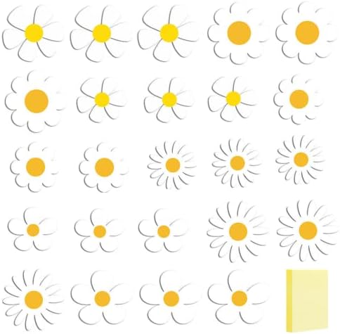 Refrigerator Magnets,Car Magnet Decorations Magnetic Flower Decals, 60s Multi-Color Flower Cutout Magnet for Car Home Wall Whiteboard Refrigerator + 100 Sheets/Pad Self-Stick Note Pads