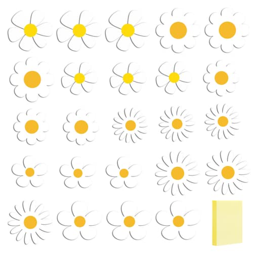 Refrigerator Magnets,Car Magnet Decorations Magnetic Flower Decals, 60S Multi-Color Flower Cutout Magnet For Car Home Wall Whiteboard Refrigerator + 100 Sheets/Pad Self-Stick Note Pads #TOP2