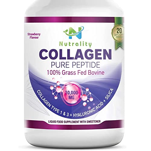 Nutrality Grasgefütterte Kollagenpeptide, 500 mL, reine flüssige Rinderproteine mit Hyaluronsäure und Kieselsäure, 10.000 mg Typ 1 und 3, natürlicher Fruchtsaftgeschmack Cover
