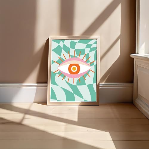 Image of BLINKART Mystic Eye Aesthetic Modern Art Walls With Frame | Natural Wood Texture | Living Room Bedroom Office Wall Decoration | Poster Home Decor Frames Wall Bedroom | 12x8 Inches (D69)