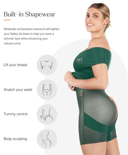 Image of Popilush Women's Shapewear Midi Dress Off Shoulder Wrap V Neck Formal Wedding Guest Cocktail Dresses Bodycon Evening Gowns