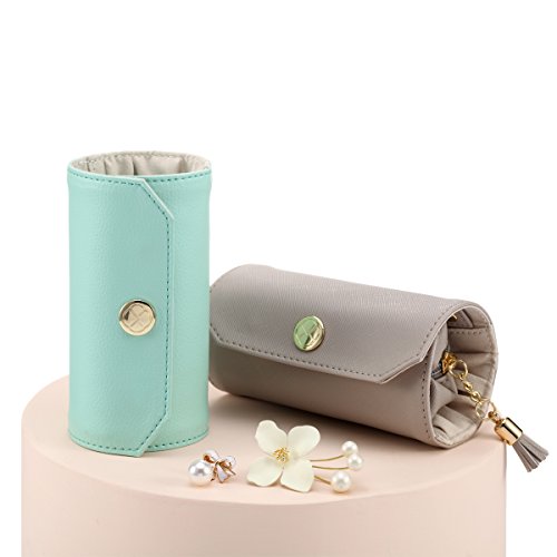 Vlando Small Travel Jewelry Roll Bag Organizer, Smart Size & Light Weight For Daily Jewelries (Mint Green) #TOP7