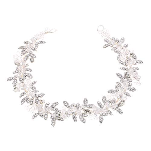 Lurrose - Cerchietto per capelli da sposa con strass, accessorio per abito da sposa (argento)