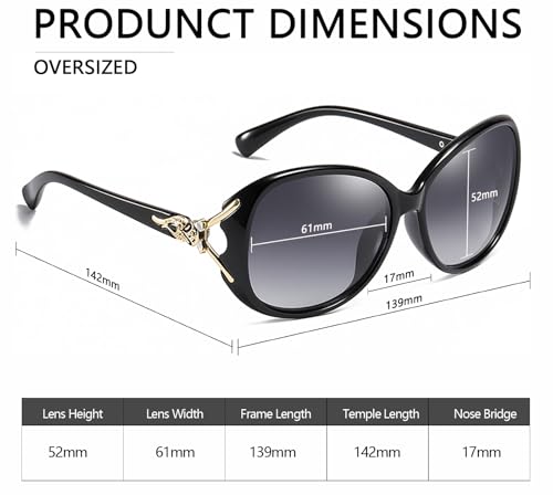 Rimerakea Polarized Trendy Ladies Sunglasses UV400 Protection Large Frame Sun Glass For Women