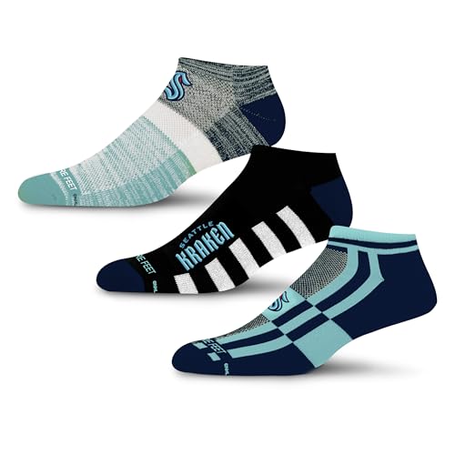 For Bare Feet NHL SEATTLE KRAKEN Stripe Stack 3 Pack Ankle