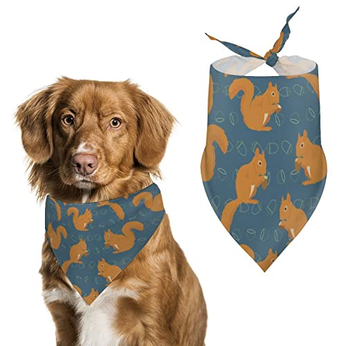 Cute Squirrel Animal Pattern Dog Bandanas Pet Scarfs Triangle Bibs Adjustable Accessories for Dogs Pets