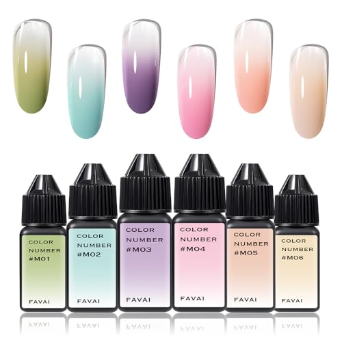 FAVAI Airbrush Gel Nail Polish (#M) Set of 6 Airbrush Gel Nail Polish Colours - Macaron Collection 6 * 15ml