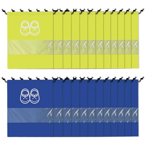 Image of Heart Home Pack of 24 Travel Shoe Organizer | Storage Bags | Travel Carrying Bag | Storage Organizers Set | Shoe Cover with Transparent Window | Shoe Dori Cover | Yellow & Royal Blue