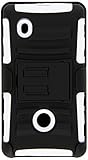 Eagle Cell PRNK521SPSTHLWHBK Hybrid Rugged TUFFSUIT with Kickstand for Nokia Lumia 521 - Retail Packaging - White/Black