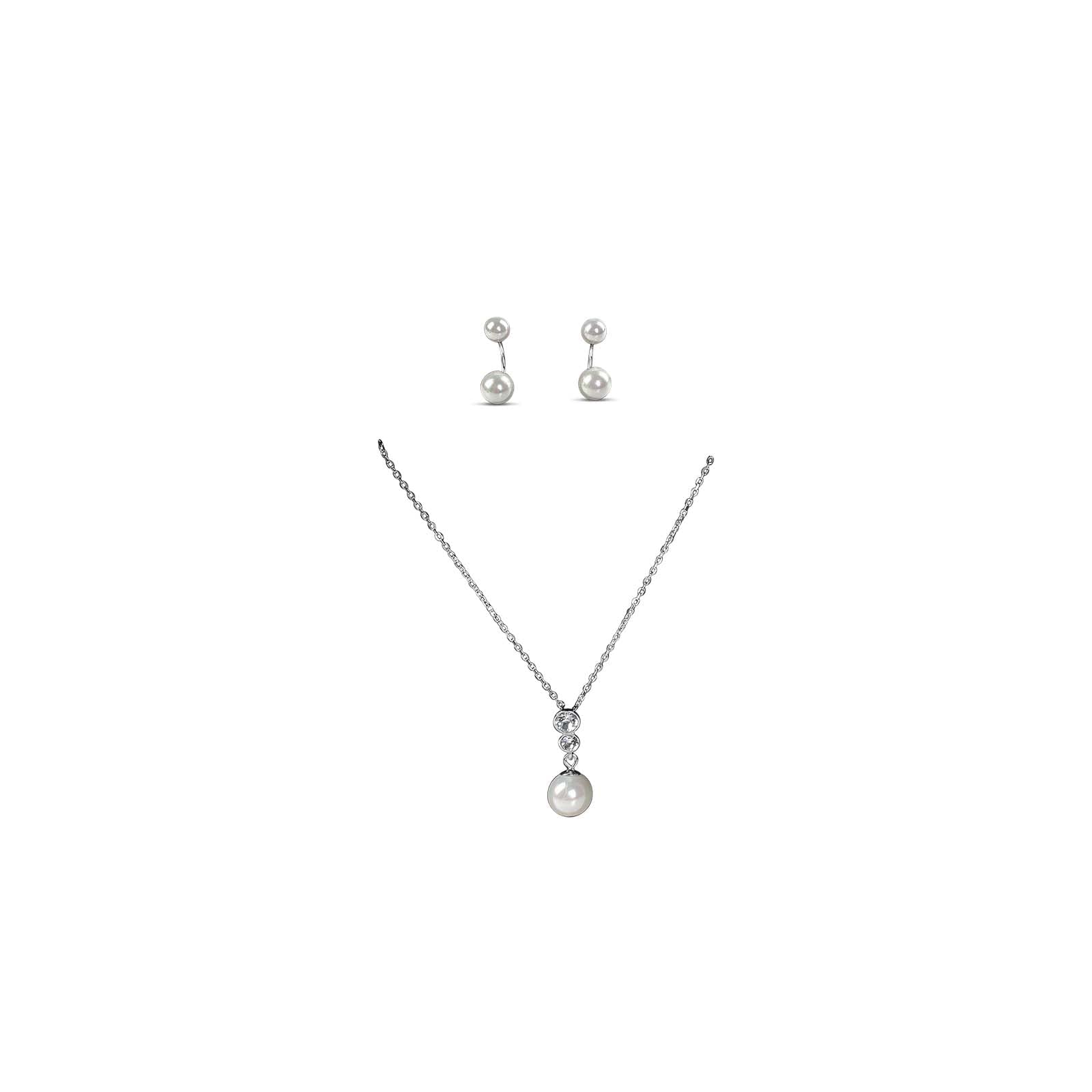 Silberkette mit Anhänger, Perlenohrring Pearl Essence, aus 925 Sterling Silber, Weißgold oder Roségold vergoldet, mit Perle und Zirkonia im Brillantschliff, einzeln oder als Set