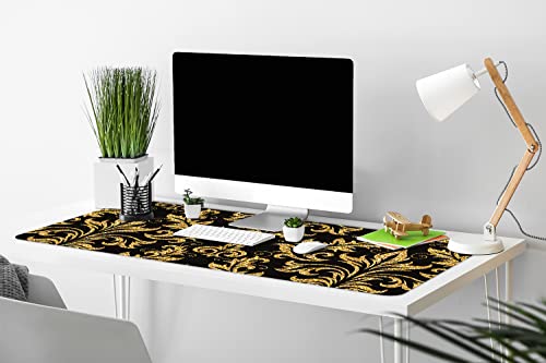 Sous-main de bureau gaming vinyle Decormat pour setup élégant or
