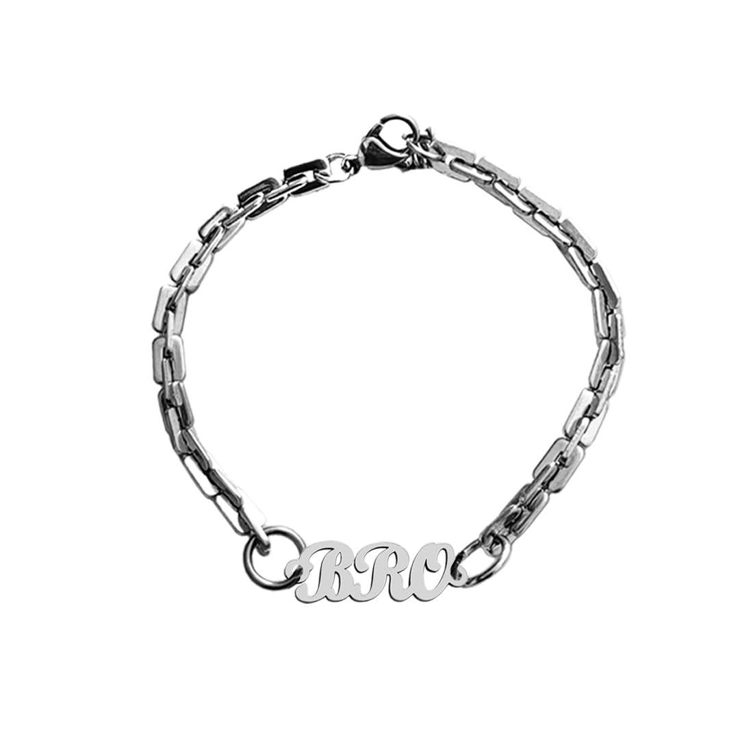 M Men Style Silver Plated Rakshabandhan Gift Bro Letter Stainless Steel Bracelet Rakhi For Brother LCBr1005A