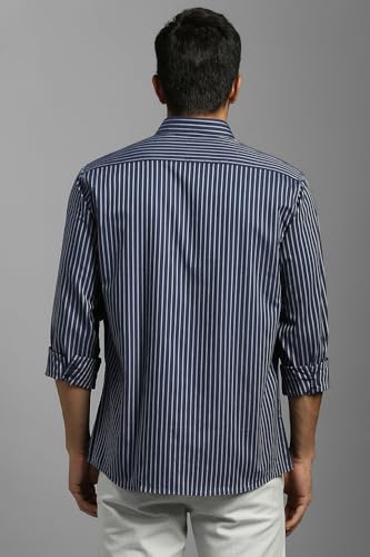 Image of Louis Philippe Men's Slim Fit Signature Oxford Easy Care, Natural Stretch Full Sleeve Stripe Casual Shirt