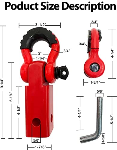 Houert Shackle Hitch Receiver 2 Inch, 45000Lb Breaking Strength, Heavy Duty Receiver Shackle Bracket With 3/4 D-Shackle, Towing Accessories For Trucks Off Road #TOP2