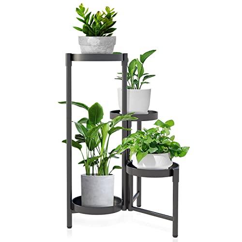 4 Tier Metal Plant Stand Shelf For Indoor Outdoor Plants Multiple, Tall Tiered Flower Pot Holder Stands For Corner, Vertical Plant Rack Planter Shelves Organizer Decoration For Patio, Living Room, Balcony, Black (4 Tier) #TOP7