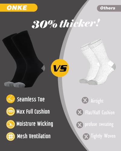 Image of ONKE Seamless Athletic Work Socks for Men Heavy Duty Boot Max Cushion Crew