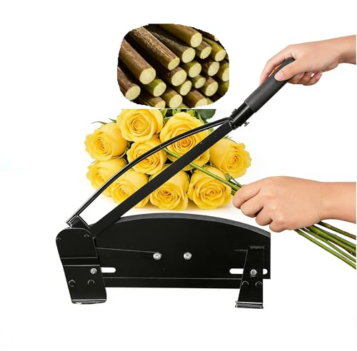 Heavy Duty Flower Cutter for Rose & Stems - 14in Commercial Grade Steel Floral Cutter with Sharp Blade & Safety Lock Table Mountable Stem Cutter for Florists Farmers Floral Shop Use