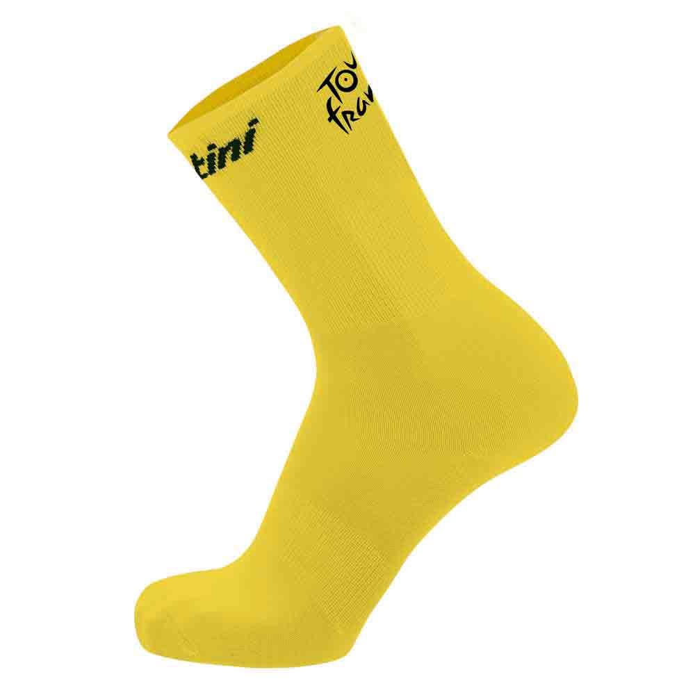 Santini Unisex Yellow Overall Leader Socks - Tour De France Official Socks Adult (Pack Of 1)