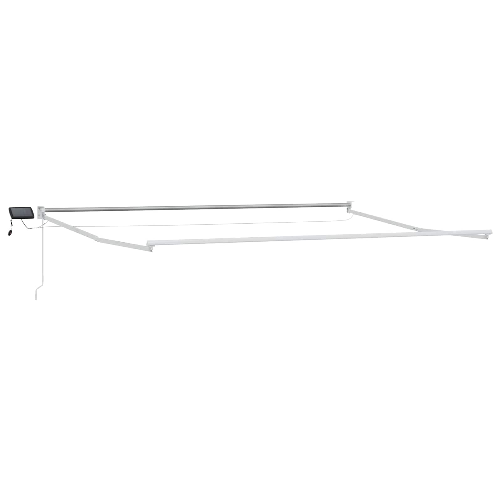 Cadre de Store Banne Électrique avec LED Solaires, Blanc, 4 x 2 m