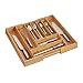 Relaxdays 10032171 pojemnik na sztućce, bambusowy, wysuwany, wkład na sztućce do szuflad, 7 do 9 przegródek, wys. x szer. x gł. x 49, 5 x 44, 5 cm, kolor naturalny, MDF