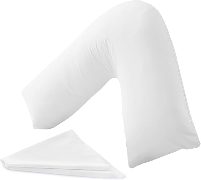 MH Traders v pillow with pillowcase. Orthopedic support pillow for neck, back and shoulder. Nursing, maternity and pregnancy best pillow. V pillow with luxury microfiber filling and machine washable