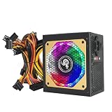 ATX 400W 600W 110-230V RGB 12V PC PSU 150 * 140 * 85MM Professional E-Sports Video Game Computer Power Supply(600W)